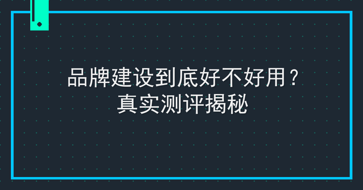 品牌建设到底好不好用？真实测评揭秘